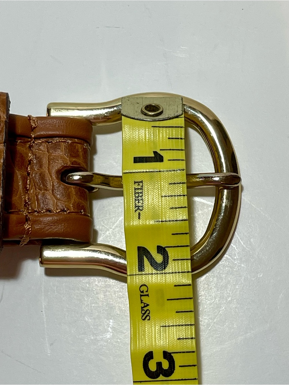 Liz Claibourne Cognac Croc-Embossed Leather Belt with Gold Buckle - Picture 12 of 12